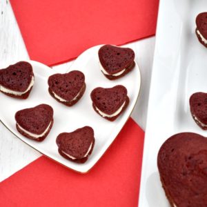 mini heart-shaped red velvet whoopie pies