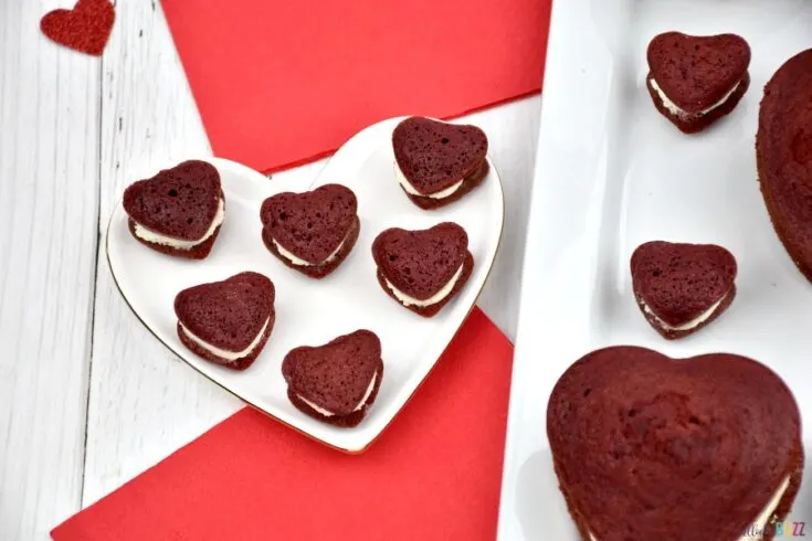 mini heart-shaped red velvet whoopie pies