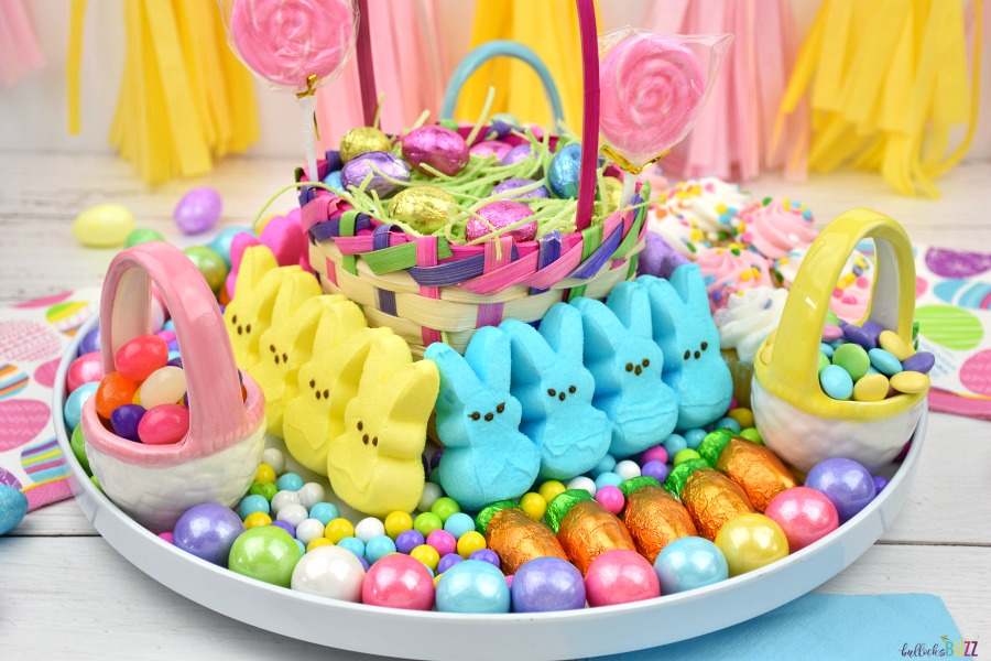 colorful Easter candy layout