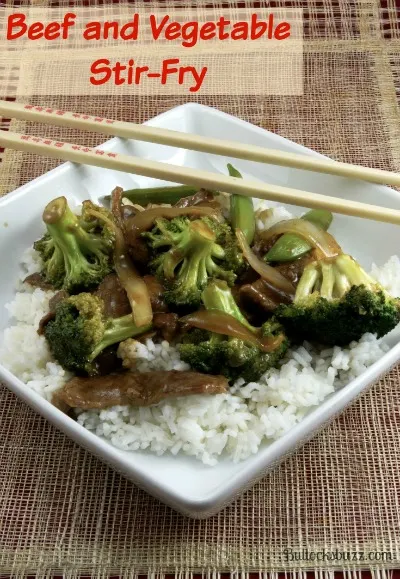 This delicious Beef and Vegetable Stir Fry is served over white rice. It literally just takes minutes to toss this tempting stir-fry together for the perfect weeknight meal!