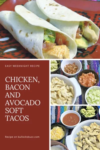 Not only are these Chicken, Bacon, and Avocado soft tacos amazingly delicious, they are also super easy to make. It took me just 20 minutes to have everything prepped, cooked, set up and ready to go!