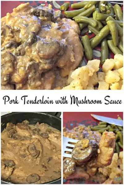 Once prepared, this easy dinner recipe for Pork Tenderloin with Mushroom Sauce comes out juicy and tender, and the mushroom sauce provides just the right amount of flavor! Pair it with a vegetable or two, and you have a simple dinner that tastes amazing!