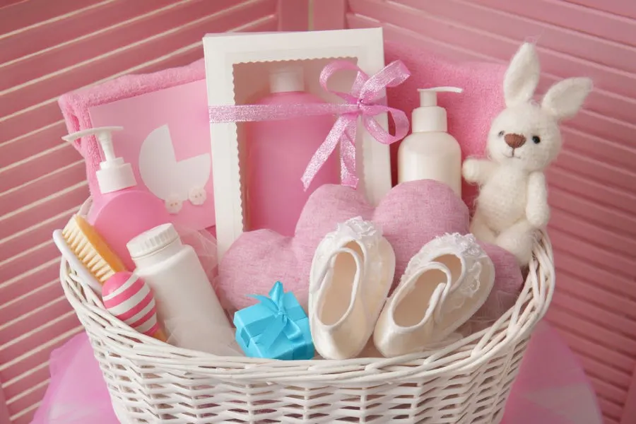 a gift basket like this one is a great baby shower gift idea