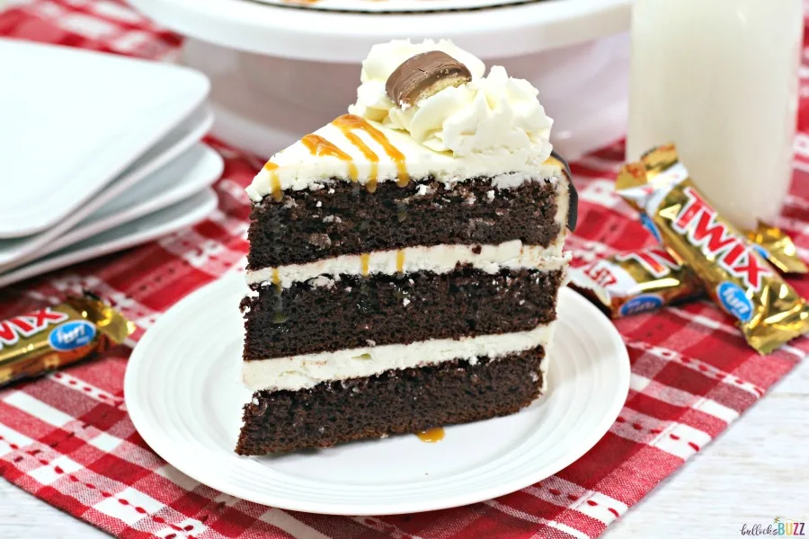 easy Twix chocolate layered cake