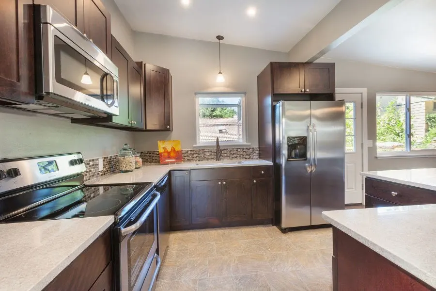 Engineered Quartz Countertops in remodeled kitchen