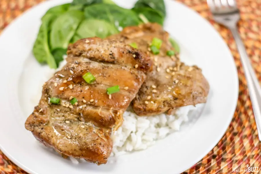 grilled sesame chicken garnished with sesame seeds and green onion