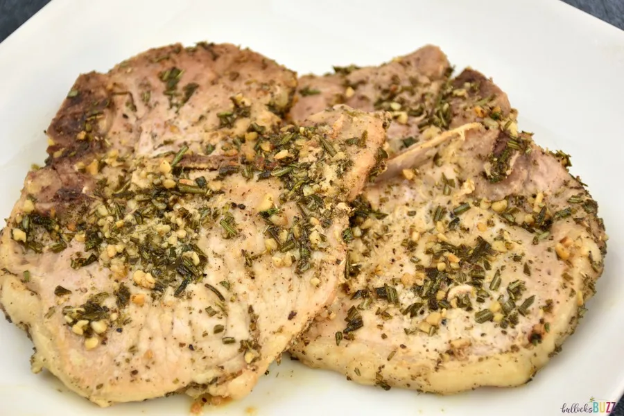 rosemary sage pork chops on plate