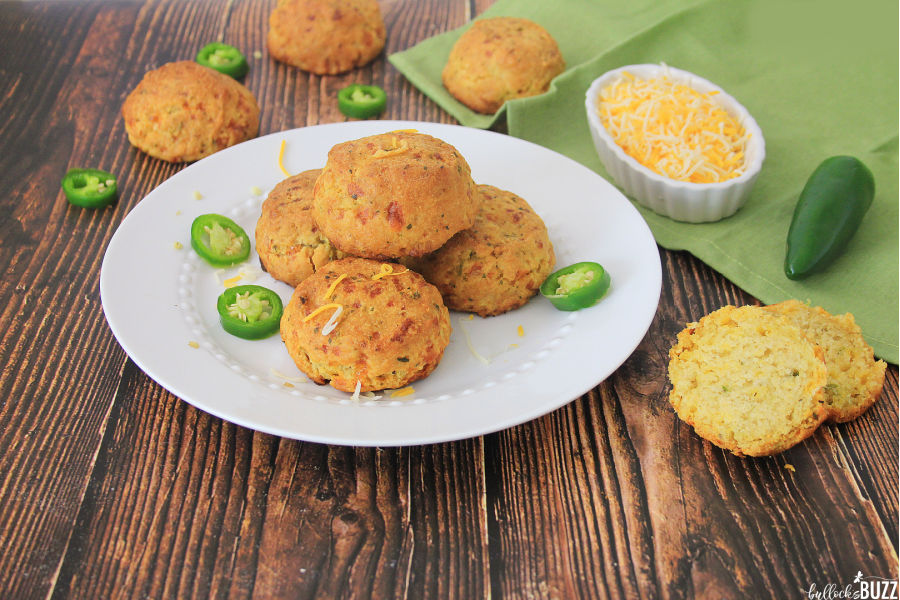 Jalapeño Cheddar Cornbread Muffins on plate