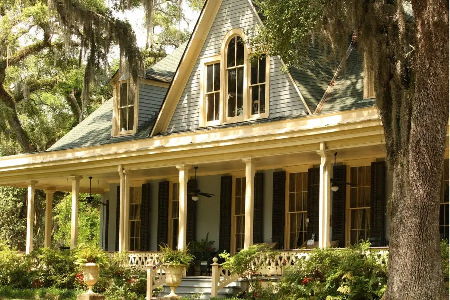 front porch of house perfect for porch swing bed