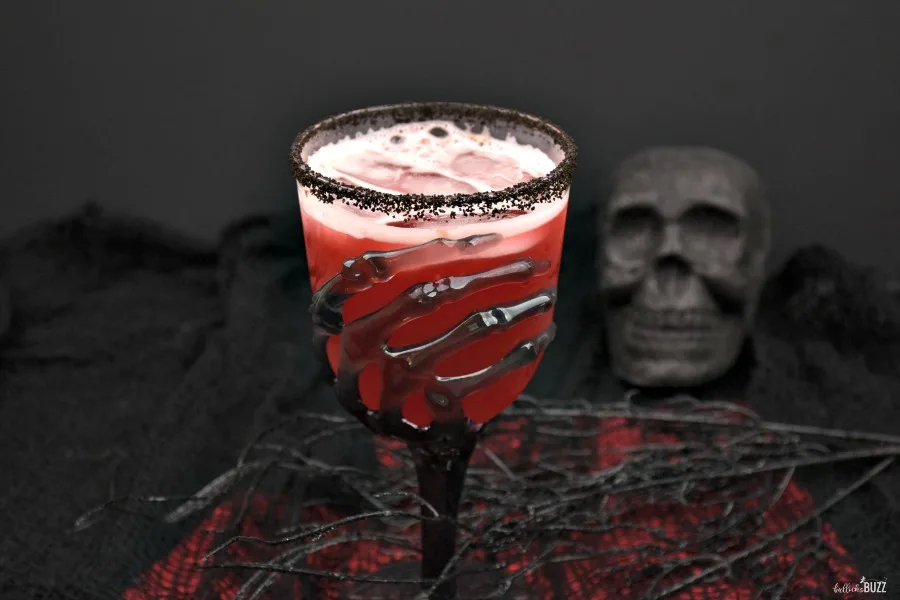 close up of red Halloween cocktail