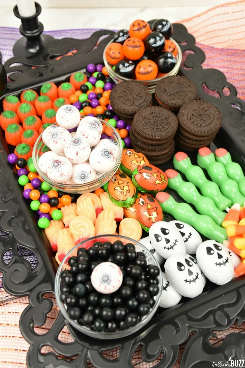 Filled with traditional Halloween candies, this frightfully sweet Halloween Candy Charcuterie Board has it all!