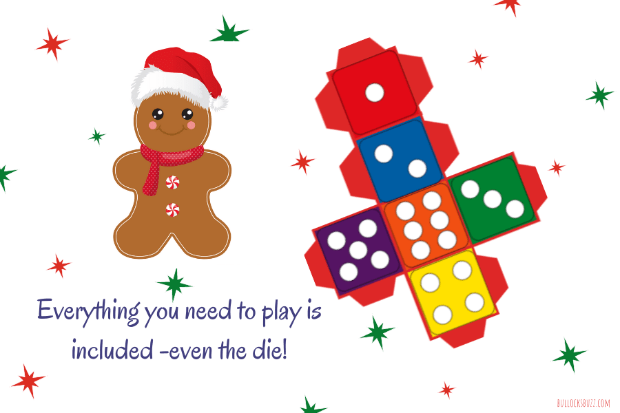 holiday game comes with everything you need including a die