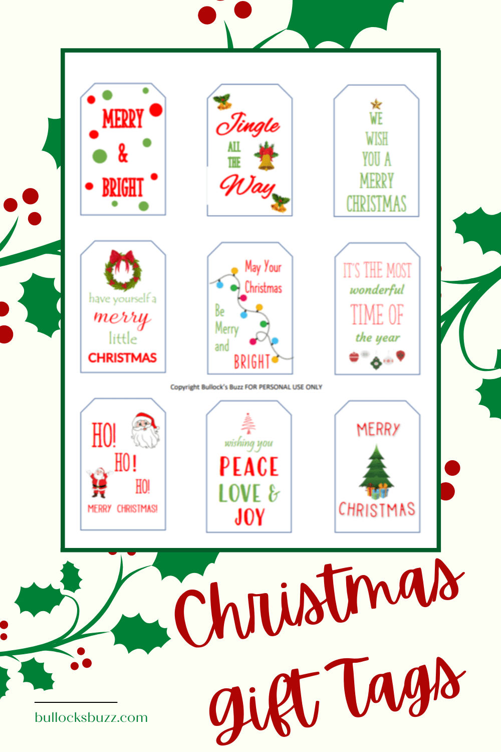Cute Free Printable Christmas Gift Tags