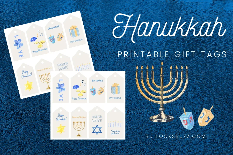 printable Hanukkah gift tags mockup