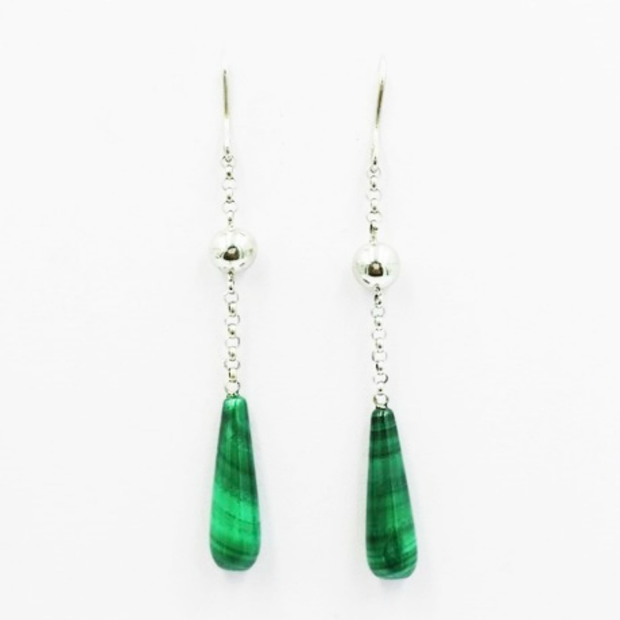 Vivalatina Jewelry Malachite White Gold Earrings 1