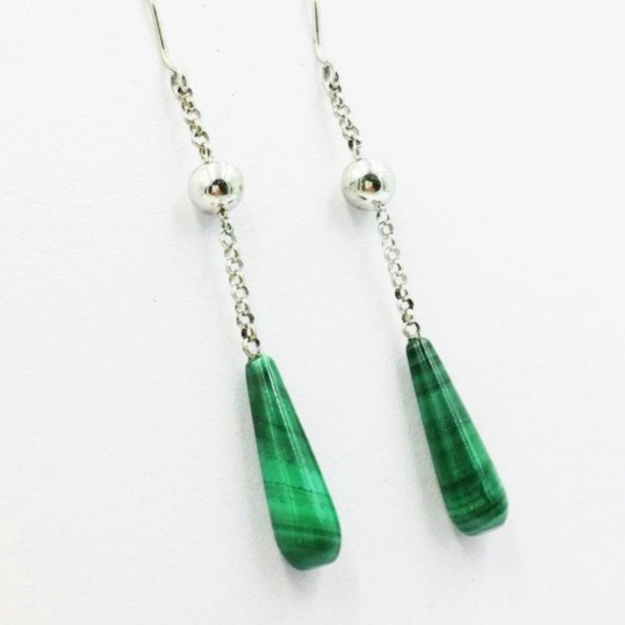 Vivalatina Jewelry Malachite White Gold Earrings 2