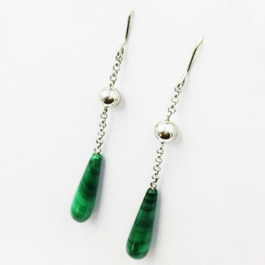 Vivalatina Jewelry Malachite White Gold Earrings 3