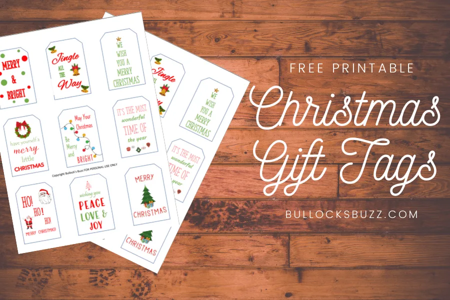 Free Printable Christmas Gift Tags - Bullock's Buzz