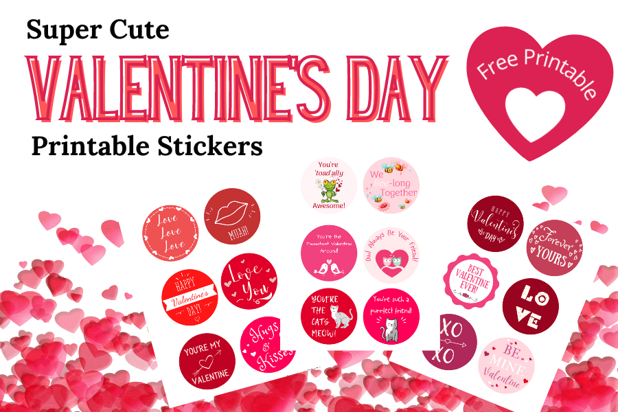 Three pages of printable Valentine's Day stickers for you to download and print