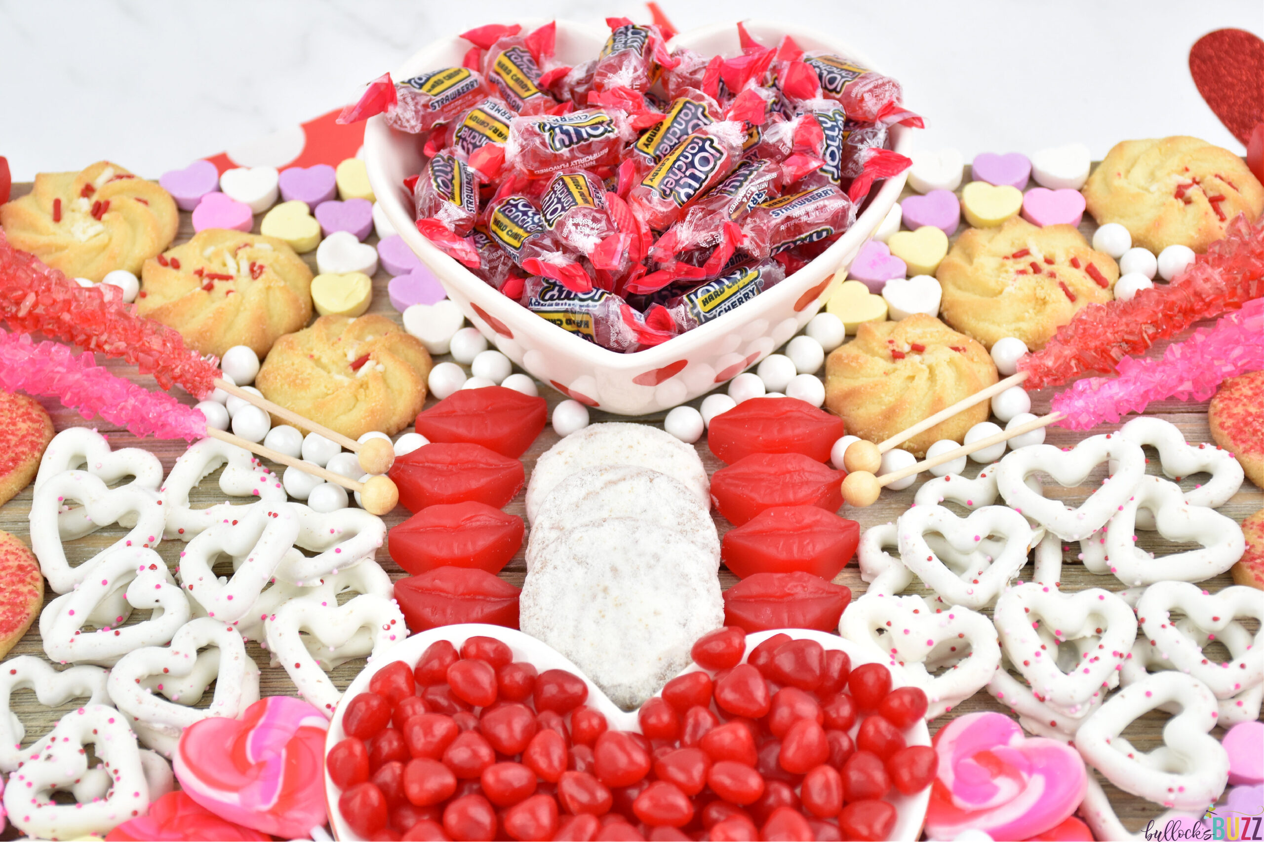 top half of candy board for Valentine's Day
