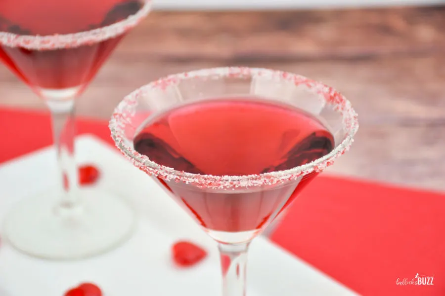 red Valentine's Day cocktail in glasses