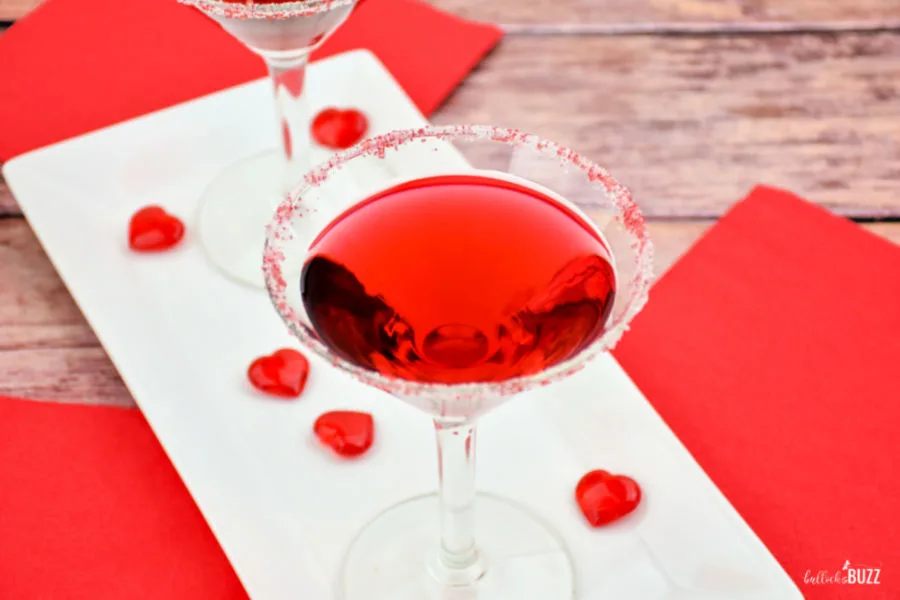 With its pop of red color, this easy raspberry Valentine's Day cocktail is perfect for the holiday. Plus, this cocktail is so yummy, it's sure to be love at first sip!