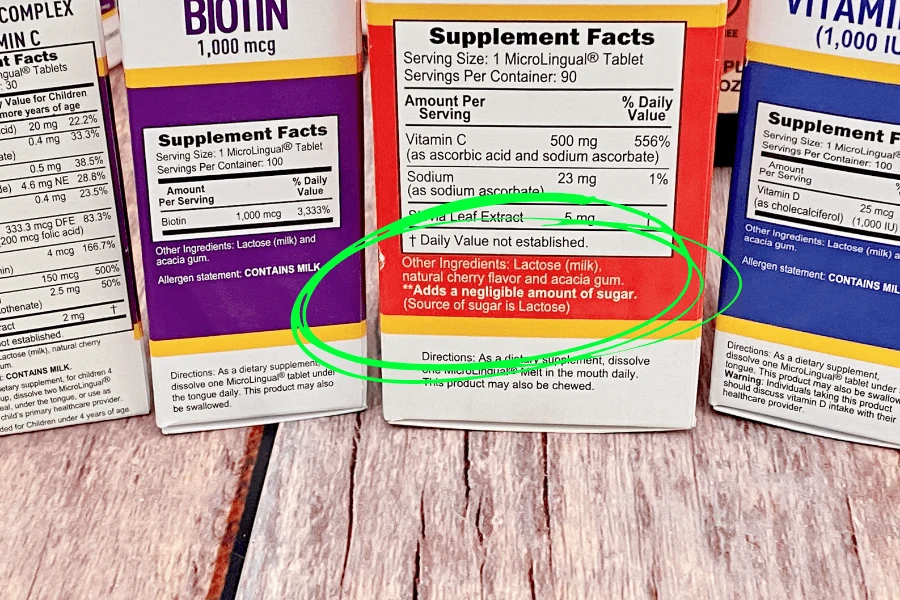 ingredient list on back of box for superior source vitamins