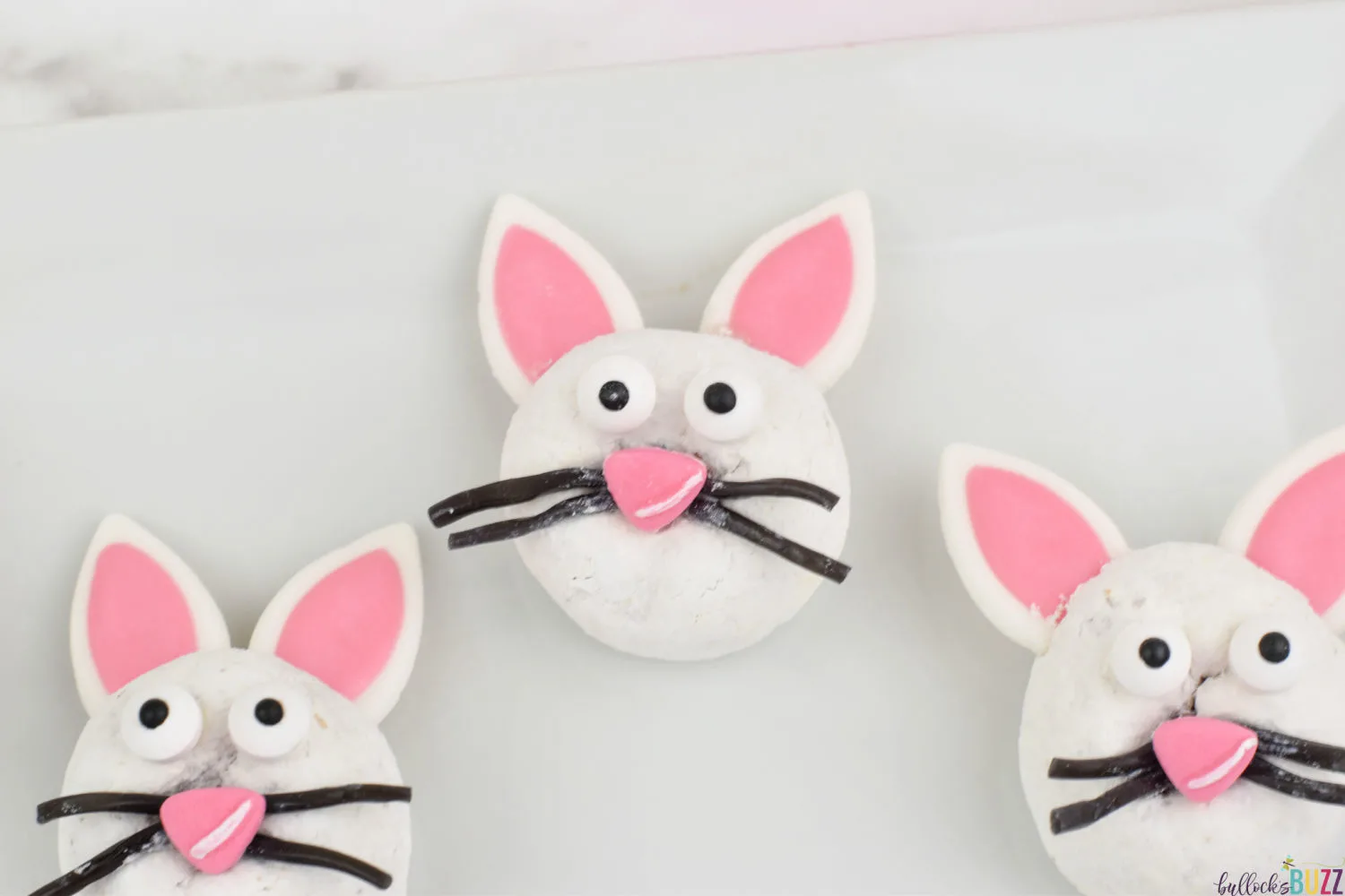 close up of Easter Bunny Donuts no-bake Easter dessert