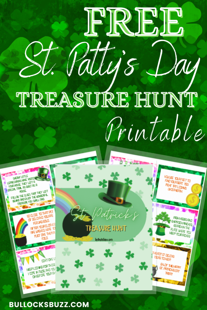 mockup image of  St. Patrick's Day, Treasure Hunt printable for kids