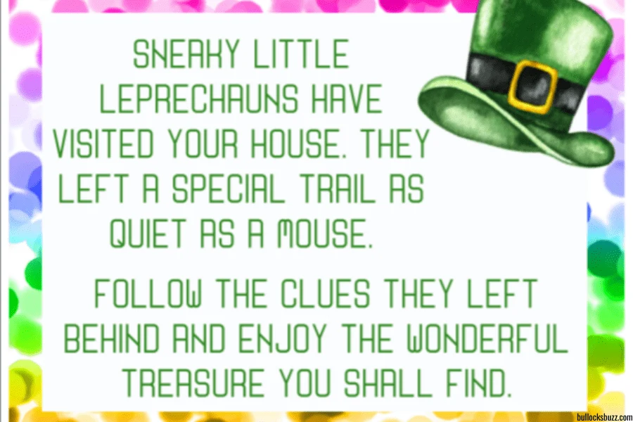 St. Patrick's Day Treasure Hunt welcome message