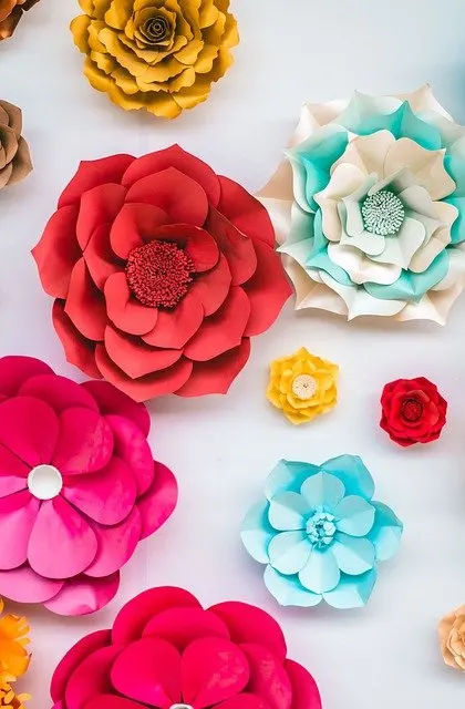 colorful paper flowers as quick craft projects
