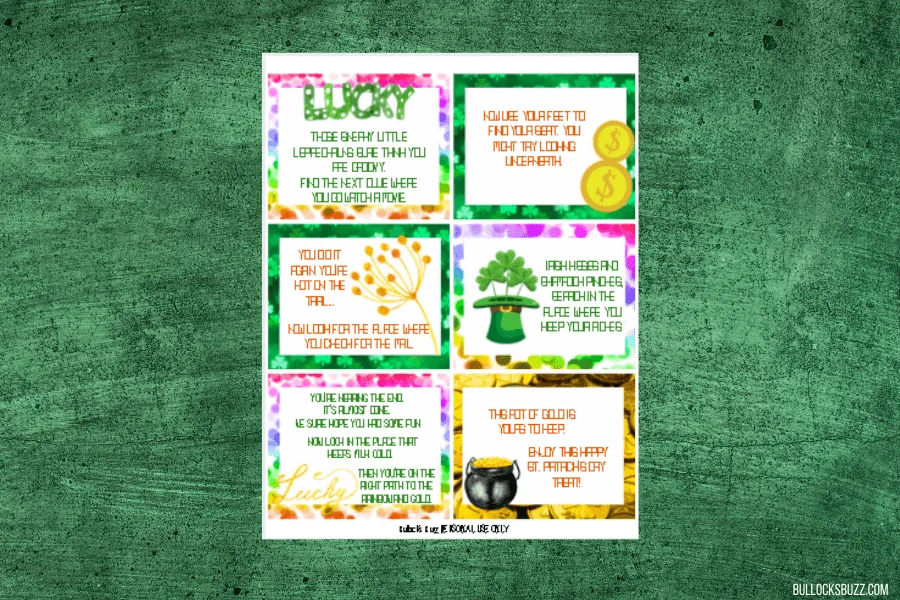 second page of St. Patrick's Day Treasure Hunt