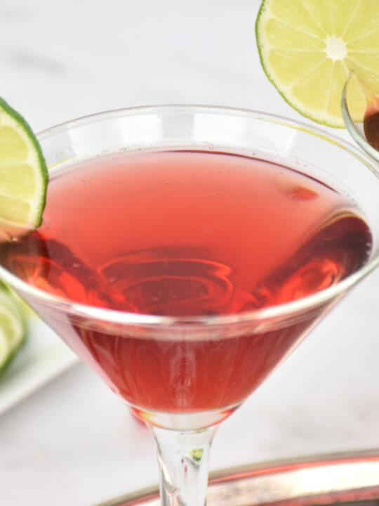 red Scarlett O'Hara cocktail in martini glass