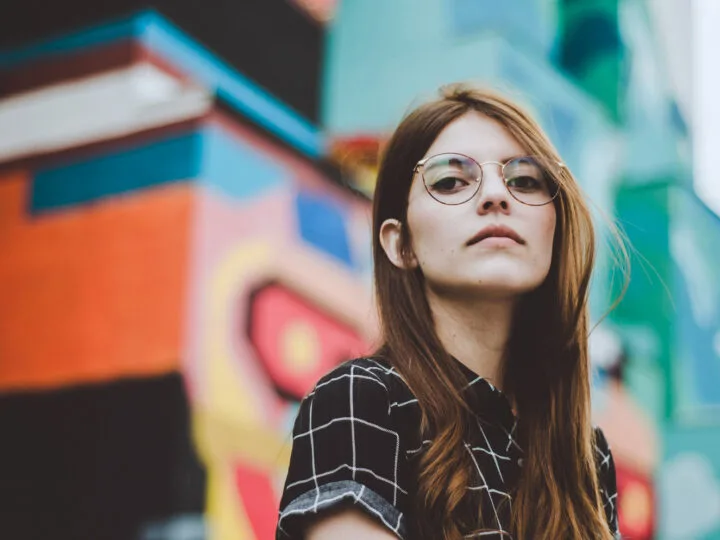 woman wearing glasses