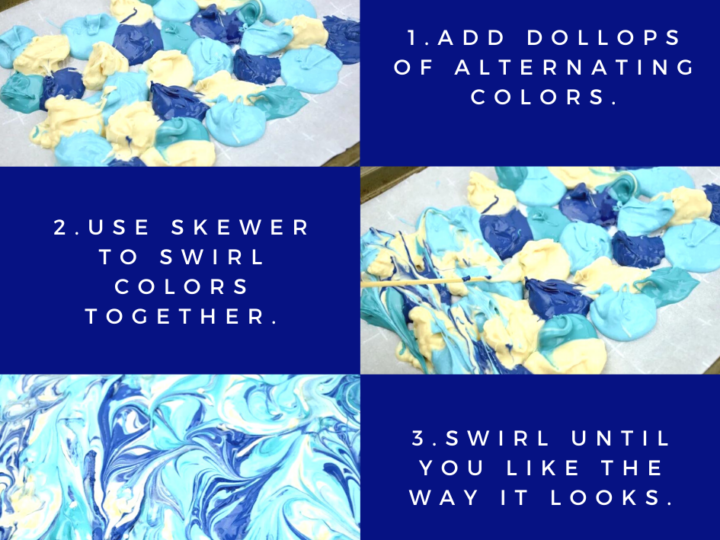 step by step instructions on how to make swirled candy bark