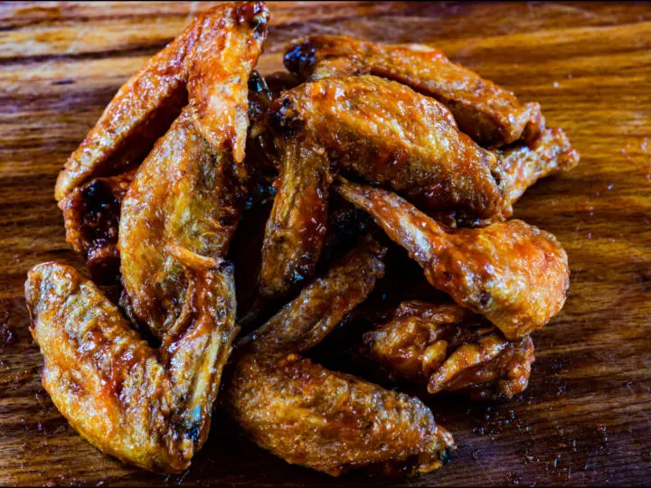close up of CHA! Hoisin-Glazed Roasted Chicken Wings