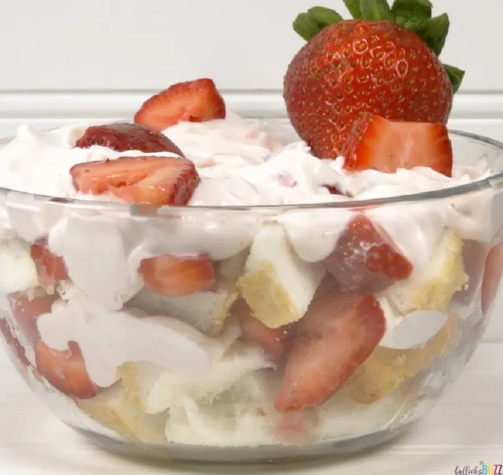A light and refreshing sensational summer dessert that's super easy to put together, looks impressive and tastes absolutely amazing; Angel Food Strawberry Yogurt Trifle