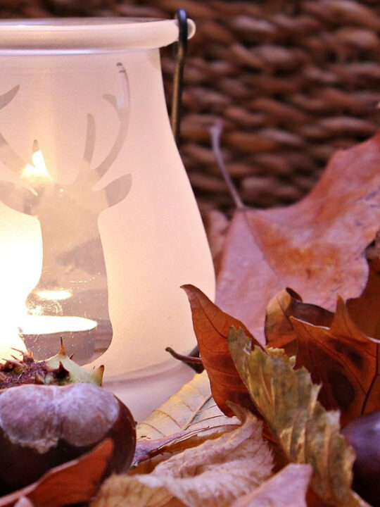 creating your own Fall decor like this candle display is a great way to add some autumn home décor to your home