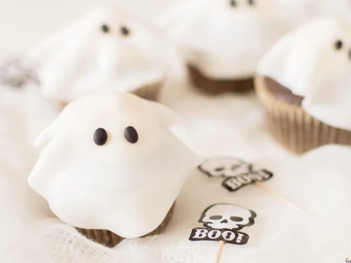close up of Halloween cupcakes