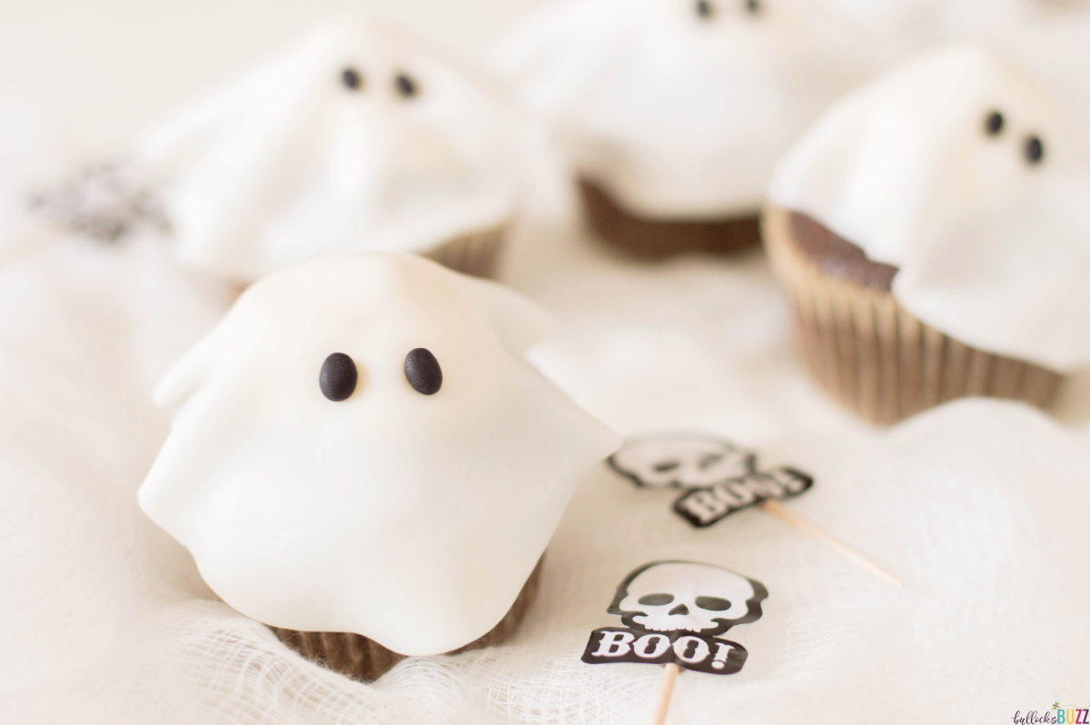 close up of Halloween cupcakes