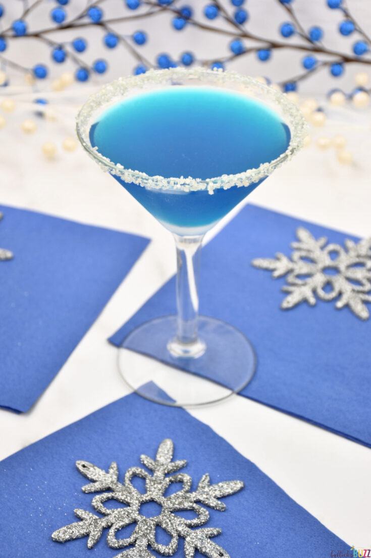 holiday cocktail in martini glass
