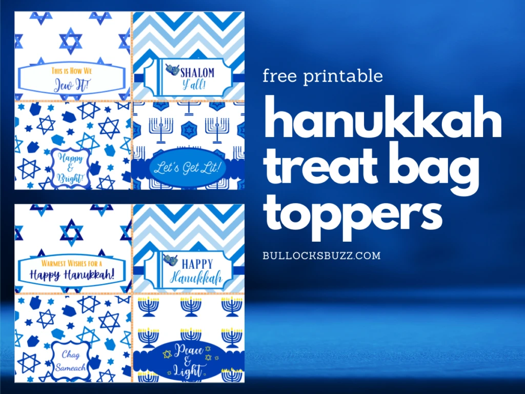 free printable Hanukkah treat bag toppers mock up image