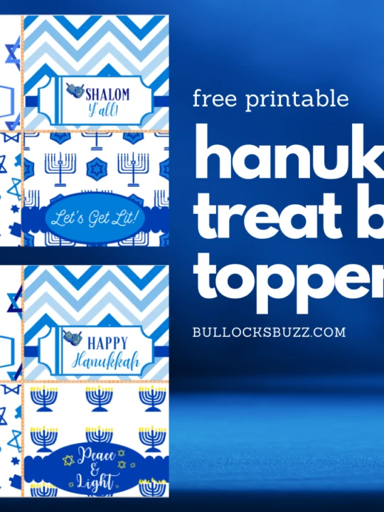 free printable Hanukkah treat bag toppers mock up image