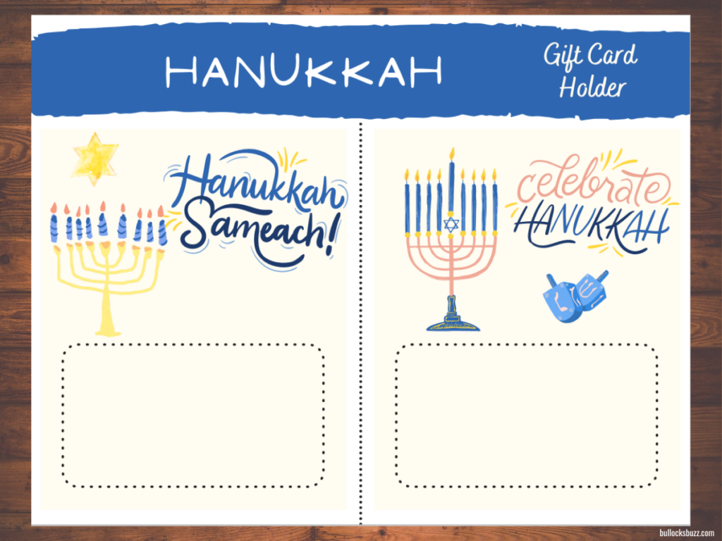 Hanukkah gift card holders close up