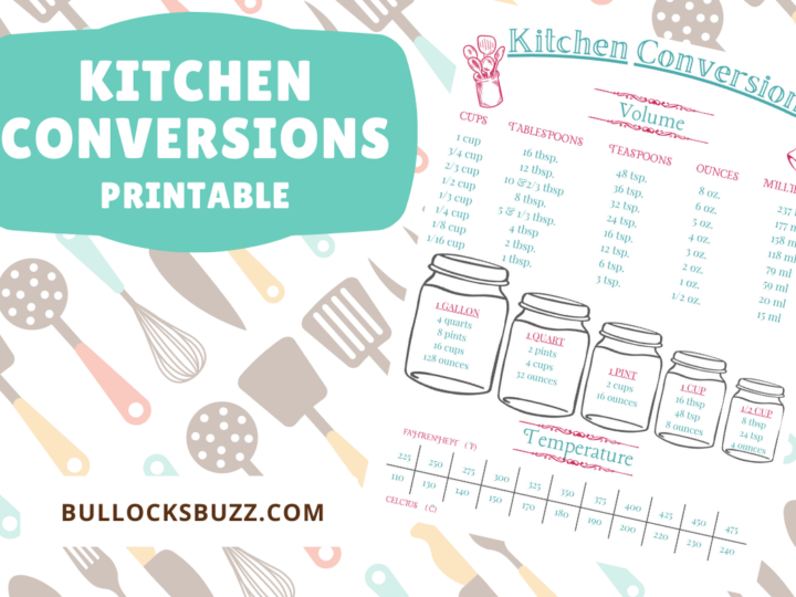 Printable Kitchen Conversion Chart - Bullock's Buzz