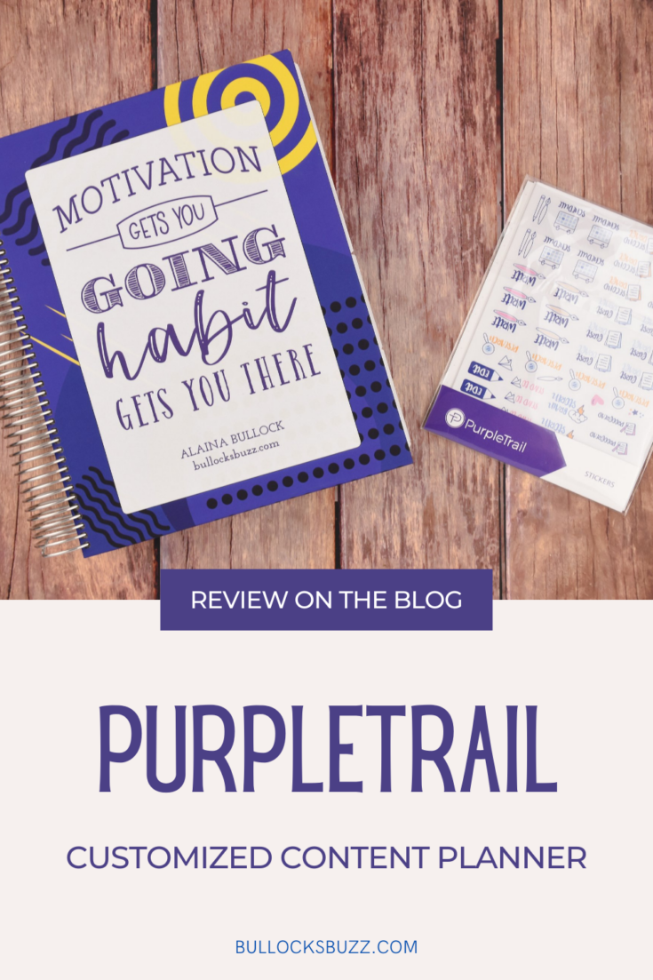 PurpleTrail Planner and sticker pack on brown background