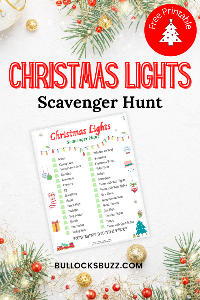 Christmas Lights Scavenger Hunt Game Printable - Holiday Family ...