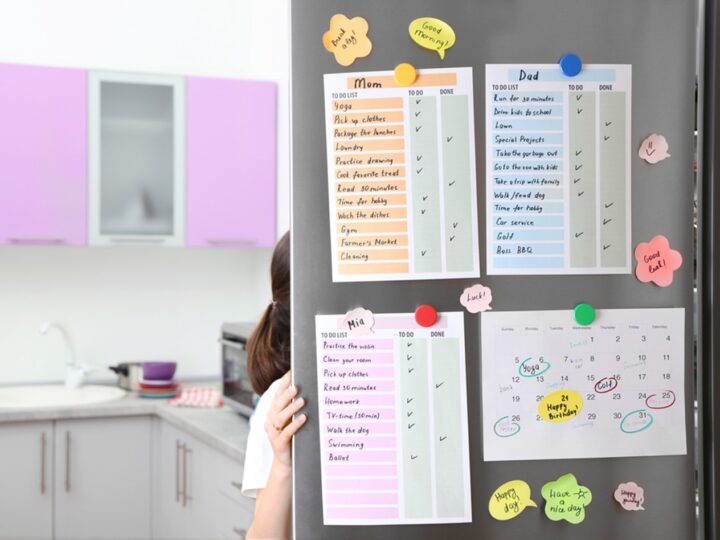 checklists like these on the fridge can help when it comes to learning how to organize your home with young kids 