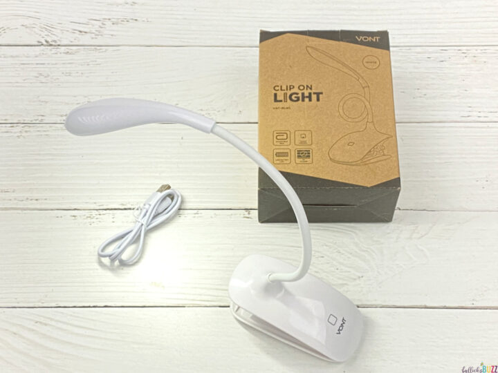 Vont Clip-On LED Reading Light with its packaging