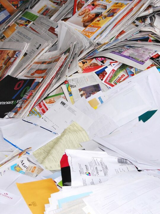 avoid piles of paper waste like this one by using the following tips on ways to go paperless permanently